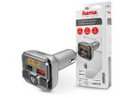   HAMA Bluetooth FM-transmitter / szivargyújtó töltő - 2xUSB + AUX + MP3 +        kártyaolvasó + QC 3.0 - ezüst