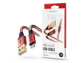 HAMA USB-A - Lightning adat- és töltőkábel 1,5 m-es vezetékkel - HAMA ReflectiveUSB-A - Lightning Cable - piros