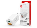   HAMA hálózati töltő adapter Type-C + USB bemenettel - 38W - HAMA Mini Fast      Charge PD3.0 + QC3.0 - fehér