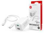   HAMA hálózati töltő adapter USB + Type-C bemenettel + Type-C - Type-C kábel -   32W - HAMA Mini Charger Kit PD3.0 + QC3.0 - fehér