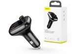   Baseus Bluetooth FM-transmitter / szivargyújtó töltő - 2xUSB + Type-C + MP3 +   TF/microSD kártyaolvasó + QC3.0 - Baseus S-13 - fekete