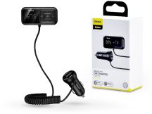   Baseus Bluetooth FM-transmitter / szivargyújtó töltő - 2xUSB + MP3 + TF/microSD kártyaolvasó - Baseus S-16/CCTM-E01 - fekete