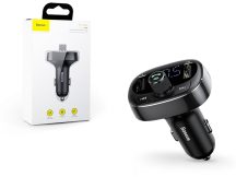   Baseus Bluetooth FM-transmitter / szivargyújtó töltő - 2xUSB + MP3 + TF/microSD kártyaolvasó - Baseus S-09/TM01 - fekete