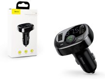   Baseus Bluetooth FM-transmitter / szivargyújtó töltő - 2xUSB + MP3 + TF/microSD kártyaolvasó - Baseus TM01 Standard Edition - fekete