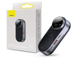 Baseus Bluetooth napelemes FM-transmitter / autós kihangosító - USB + MP3 + AUX + Pendrive + TF/microSD kártyaolvasó - Baseus Solar Car - fekete/ezüst