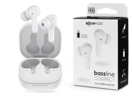 Boompods TWS Bluetooth sztereó headset v5.0 + töltőtok - Boompods Bassline Compact TWS with Charging Case - fehér