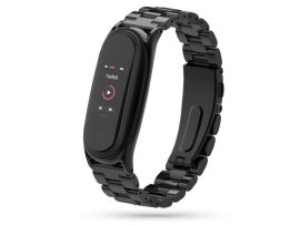 Xiaomi Mi Smart Band 5/Mi Smart Band 6 aktivitásmérőhöz fém szíj rozsdamentes acélból - fekete