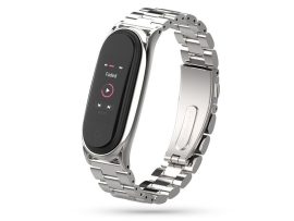 Xiaomi Mi Smart Band 5/Mi Smart Band 6 aktivitásmérőhöz fém szíj rozsdamentes acélból - ezüst