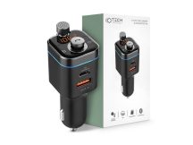   Bluetooth FM-transmitter / szivargyújtó töltő - USB +Type-C + MP3 + TF/microSD  kártyaolvasó + QC3.0 - C72 Pro Car Charger FM-Transmitter - fekete