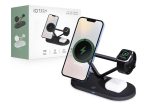   Tech-Protect Qi univerzális vezeték nélküli töltő állomás - 15W - Tech-Protect  A13 3in1 Wireless Charger for Phone + Watch + Earphone - fekete