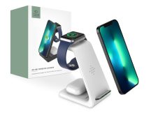   Tech-Protect Qi univerzális vezeték nélküli töltő állomás - Tech-Protect A8 3in1Wireless Charger for Phone + Watch + Earphone - fehér