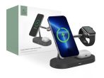   Tech-Protect Qi univerzális vezeték nélküli töltő állomás - 10W - Tech-Protect  A14 3in1 Wireless Charger for Phone + Watch + Earphone - fekete