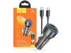   HOCO szivargyújtó töltő adapter USB-A + Type-C bemenettel + Type-C - Type-C     kábel - 43W - HOCO NZ12A Dual Port Fast Charging Set - fekete