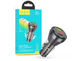 HOCO szivargyújtó töltő adapter USB-A +Type-C bemenettel - 48W - HOCO NZ12B DualPort Fast Charging - fekete