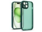   Apple iPhone 15 Plus hátlap kameravédő peremmel, lencsevédő üveggel - Variete - sötétzöld
