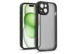   Apple iPhone 15 Plus hátlap kameravédő peremmel, lencsevédő üveggel - Variete - fekete