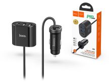   HOCO szivargyújtó töltő + USB elosztó HUB 3xUSB + Type-C csatlakozóval, 1,2 m-es vezetékkel - PD3.0/QC3.0/QC2.0 - 42W - HOCO Z35 - fekete