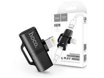   HOCO lightning + lightning adapter egyidőben történő töltéshez és               zenehallgatáshoz - 5V/2A - HOCO LS20 - fekete