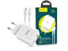 HOCO hálózati töltő adapter Type-C + USB bemenettel + Type-C - Lightning kábel -20W - HOCO N5 Super Fast Charger PD3.0 + QC3.0 - fehér