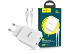   HOCO hálózati töltő adapter Type-C + USB bemenettel + Type-C - Lightning kábel -20W - HOCO N5 Super Fast Charger PD3.0 + QC3.0 - fehér