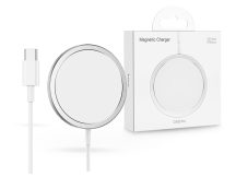   HOCO Qi univerzális vezeték nélküli töltő állomás - 15W - HOCO CW30 Pro MagneticWireless Fast Charger - ezüst