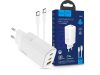 HOCO hálózati töltő adapter 2xType-C + USB bemenettel + Type-C - Type-C kábel - 65W - HOCO N16 GaN Fast Charging PD3.0 + QC3.0 - fehér