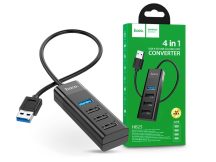   HOCO USB-A elosztó/adapter USB 3.0 + 3x USB 2.0 csatlakozóval - HOCO HB25 4in1  Converter - fekete