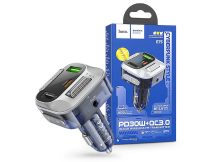   HOCO Bluetooth FM-transmitter / szivargyújtó töltő - 2xUSB + AUX + MP3 + PD30W +QC 3.0 - HOCO E75 - ezüst