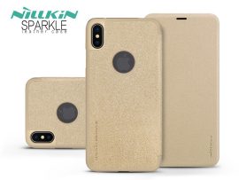 Apple iPhone XS Max oldalra nyíló tok - Nillkin Sparkle Logo Flip - arany