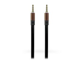 3,5 - 3,5 mm jack AUX audio kábel 1 m-es lapos vezetékkel - fekete/barna