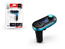   FM-05BT FM-transmitter - Bluetooth - távírányító+ memóriakártya olvasó + USB autós töltő + USB csatlakozó + 3,5 mm jack - 2,1A - fekete/kék