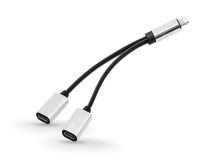   Lightning - lightning audio + töltő adapter - 2in1 - ezüst/fekete