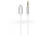 Lightning - 3,5 mm jack audio kábel 1 m-es vezetékkel - fehér/ezüst