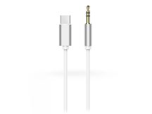   USB Type-C - 3,5 mm jack audio kábel 1 m-es vezetékkel - fehér/ezüst