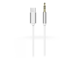 USB Type-C - 3,5 mm jack audio kábel 1 m-es vezetékkel - fehér/ezüst