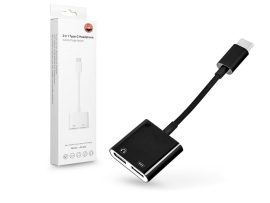 USB Type-C - 2x USB Type-C adapter egyidőben történő töltéshez és zenehallgatáshoz - fekete