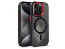   Apple iPhone 15 Pro szilikon hátlap - Edge Mag Cover - fekete/piros/átlátszó