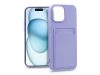 Apple iPhone 15 Plus szilikon hátlap kártyatartóval - Card Case - lila Apple iPhone 15 Plus szilikon hátlap kártyatartóval - Card Case - lila