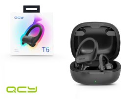 QCY Bluetooth sztereó TWS sport headset v5.0 + töltő dokkoló - QCY T6 TWSSport  Bluetooth Earbuds - fekete