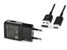   Samsung gyári USB hálózati töltő adapter + USB - USB Type-C kábel - 10W -       EP-TA200EBE + EP-DG970 Type-C - fekete ECO csomaglás)