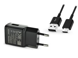 Samsung gyári USB hálózati töltő adapter + USB - USB Type-C kábel - 10W -       EP-TA200EBE + EP-DG970 Type-C - fekete ECO csomaglás)