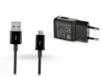   Samsung gyári USB hálózati töltő adapter + micro USB adatkábel - 10W -          EP-TA200EBE + ECB-DU5ABE fekete (ECO csomaglás)