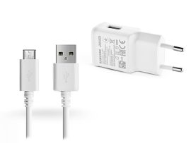 Samsung gyári USB hálózati töltő adapter + micro USB adatkábel - 10W -          EP-TA200EWE + ECB-DU68WE - fehér (ECO csomaglás)