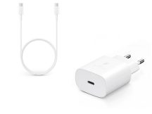   Samsung gyári hálózati töltő adapter Type-C bemenettel + Type-C - Type-C kábel -15W - EP-TA800EWE PD3.0 + EP-DA705BWE - fehér (ECO csomaglás)