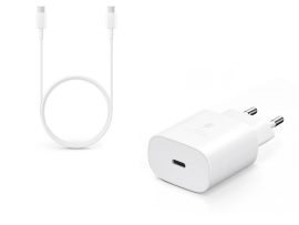 Samsung gyári hálózati töltő adapter Type-C bemenettel + Type-C - Type-C kábel -15W - EP-TA800EWE PD3.0 + EP-DA705BWE - fehér (ECO csomaglás)