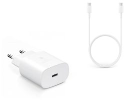 Samsung gyári Type-C hálózati töltő adapter + Type-C adat- és töltőkábel - 15W -EP-TA800EWE PD3.0 + EP-DA905BWE - fehér (ECO csomaglás)