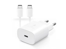   Samsung gyári Type-C hálózati töltő adapter + Type-C adat- és töltőkábel - 15W -EP-TA800EWE PD3.0 + EP-DG977BWE - fehér (ECO csomaglás)