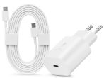   Samsung gyári hálózati töltő adapter Type-C bemenettel + 1,8 m-es Type-C -      Type-C kábel - 25W - EP-TA800EWE + EP-DW767JWE - fehér (ECO csomagolás)