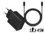   Samsung gyári hálózati töltő adapter Type-C bemenettel + 1,8 m-es Type-C -      Type-C kábel - 45W - EP-TA845XBEG PD.3.0 Super Fast Charging 2.0 + EP-DX510JBE -fekete (ECO csomagolás)