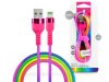 Setty USB - Lightning adat- és töltőkábel 1,2 m-es vezetékkel - Setty Rainbow - 5V/2,1A